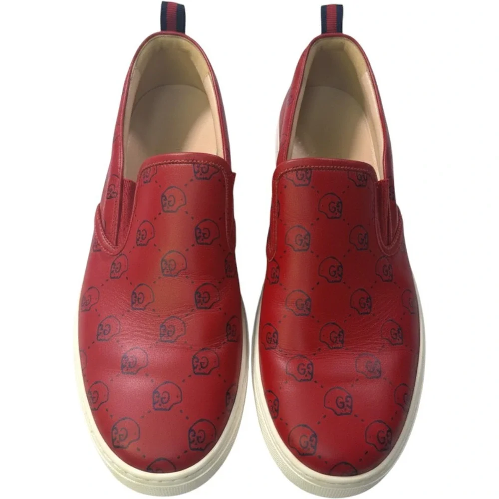 Gucci Ghost Ace Mens Red Leather GG Skull authenticity guarantee sneakers 407362